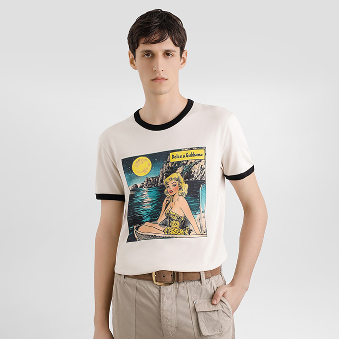 dolce & gabbana retro mediterranean print t-shirt
